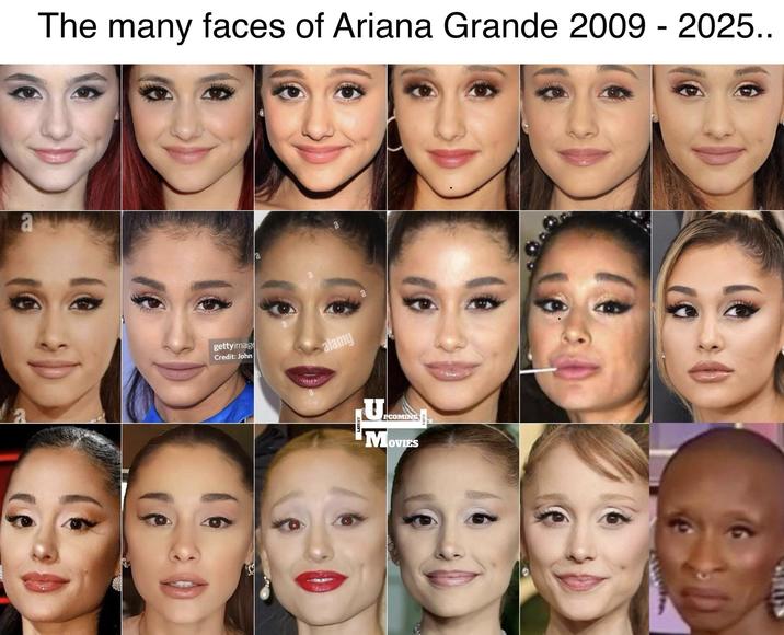 The many faces of Ariana Grande 2009 - 2025.. au gettyimage Credit: John alamy U BE PCOMING MOVIES