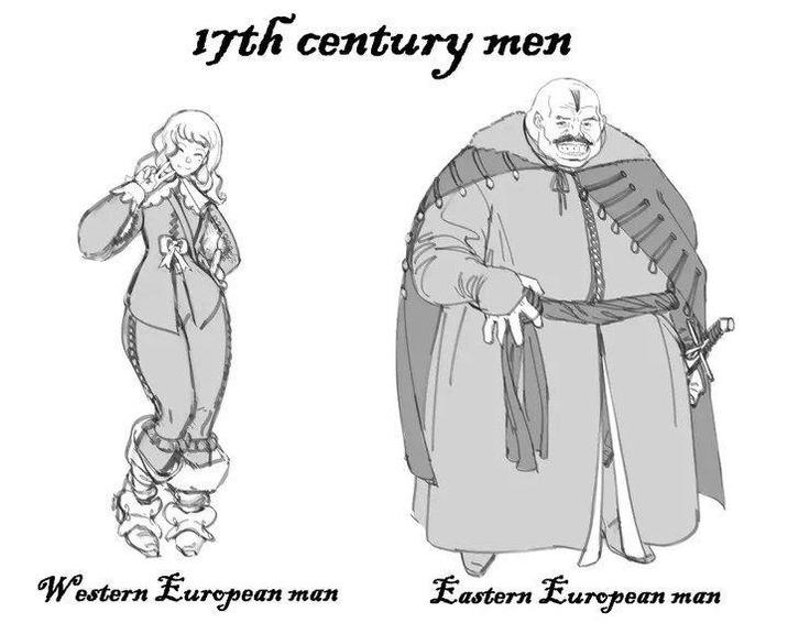 17th century men Western European1 Eastern European: man
