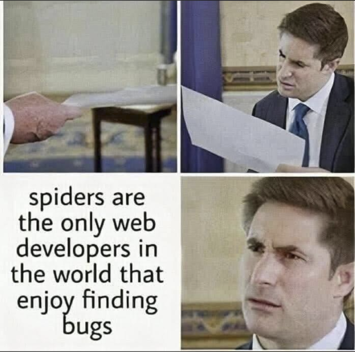 spiders are the only web developers in the world that enjoy finding bugs
