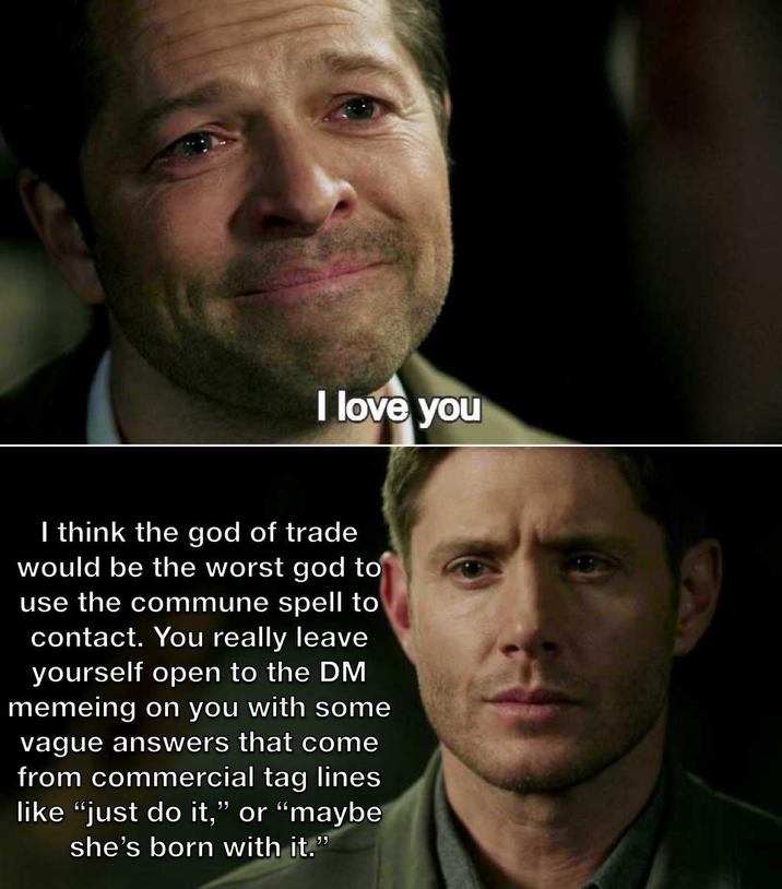 I love you I think the god of trade would be the worst god to use the commune spell to contact. You really leave yourself open to the DM memeing on you with some vague answers that come from commercial tag lines like "just do it," or "maybe she's born with it."