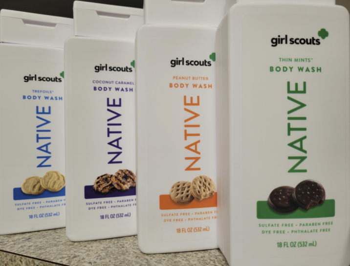 girl scouts TREFOILS BODY WASH NATIVE girl scouts COCONUT CARAMEL BODY WASH NATIVE girl scouts PEANUT BUTTER BODY WASH NATIVE girl scouts THIN MINTS BODY WASH NATIVE SULFATE FREE DYE FREE PARABEN F PHTHALATE FR 18 FL OZ (532 mL) SULFATE FREE DYE FREE PARABEN F PHTHALATE FR 18 FL OZ (532 mL) SULFATE FREE DYE FREE PARABEN FI PHTHALATE FRI 18 FL OZ (532 mL) PARABEN FREE PHTHALATE FREE SULFATE FREE DYE FREE 18 FL OZ (532 mL)