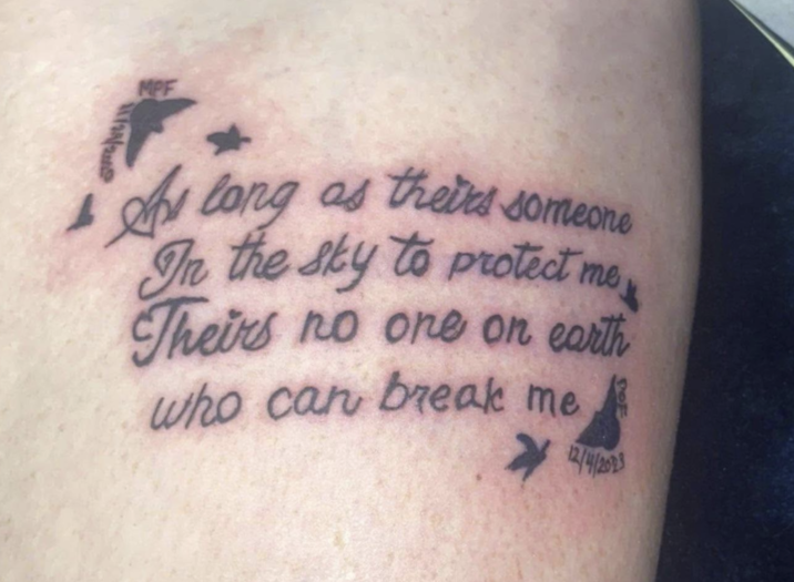 MPF As long as thetres someone In the sky to protect me Theirs no one on earth who can break me 12/4/2073