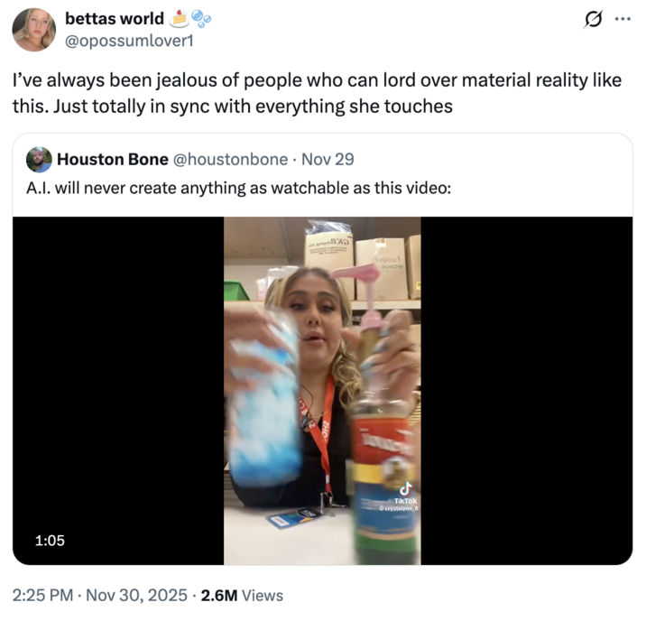 A "quote-tweet":https://knowyourmeme.com/memes/quote-retweets-qrts of the Crystalynn_8 Making a Red Bull Drink "TikTok":https://knowyourmeme.com/memes/sites/tiktok video from late 2025.