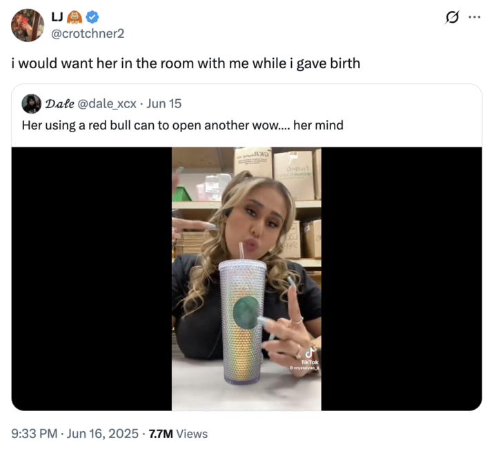 A "quote-tweet":https://knowyourmeme.com/memes/quote-retweets-qrts of the Crystalynn_8 Making a Red Bull Drink "TikTok":https://knowyourmeme.com/memes/sites/tiktok video from late 2025.