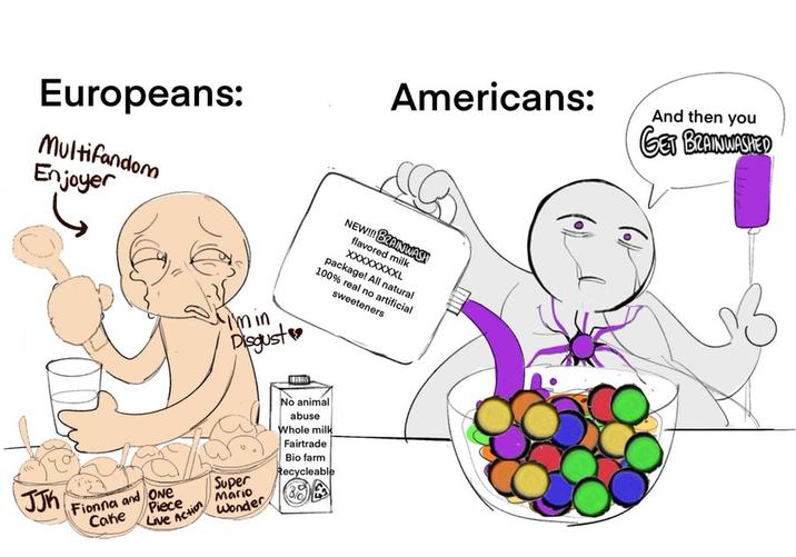 An edit of a Catoonz comic about European vs. American milk. The edit references the "brainwashed of that thing":https://knowyourmeme.com/memes/gets-brainwashed-of-that-thing meme.