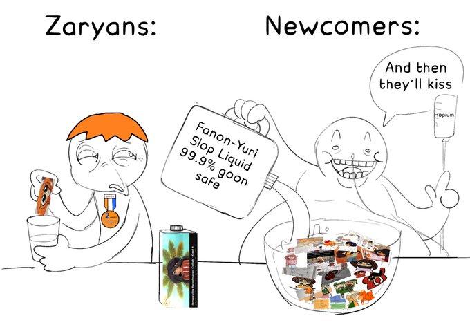 Zaryans: Newcomers: And then they'll kiss Fanon-Yuri Slop Liquid 99.9% goon safe Ropium