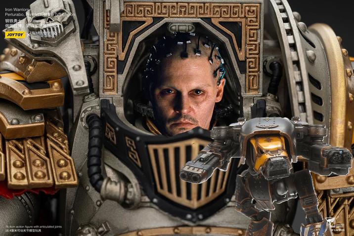 Iron Warriors Perturabo, Primarch of the IVth Legion 钢铁勇士 佩图拉博,第四军团基因原体 JOYTOY WARHAMMER THE HORUS HRES 18.4cm action figure with articulated joints 18.4厘米可动关节模型玩具 E OFFICIALLY AMMER LICENSED W Ltd 2025