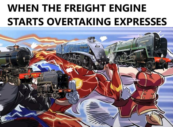 WHEN THE FREIGHT ENGINE STARTS OVERTAKING EXPRESSES 70045 EVENING STAR 92220