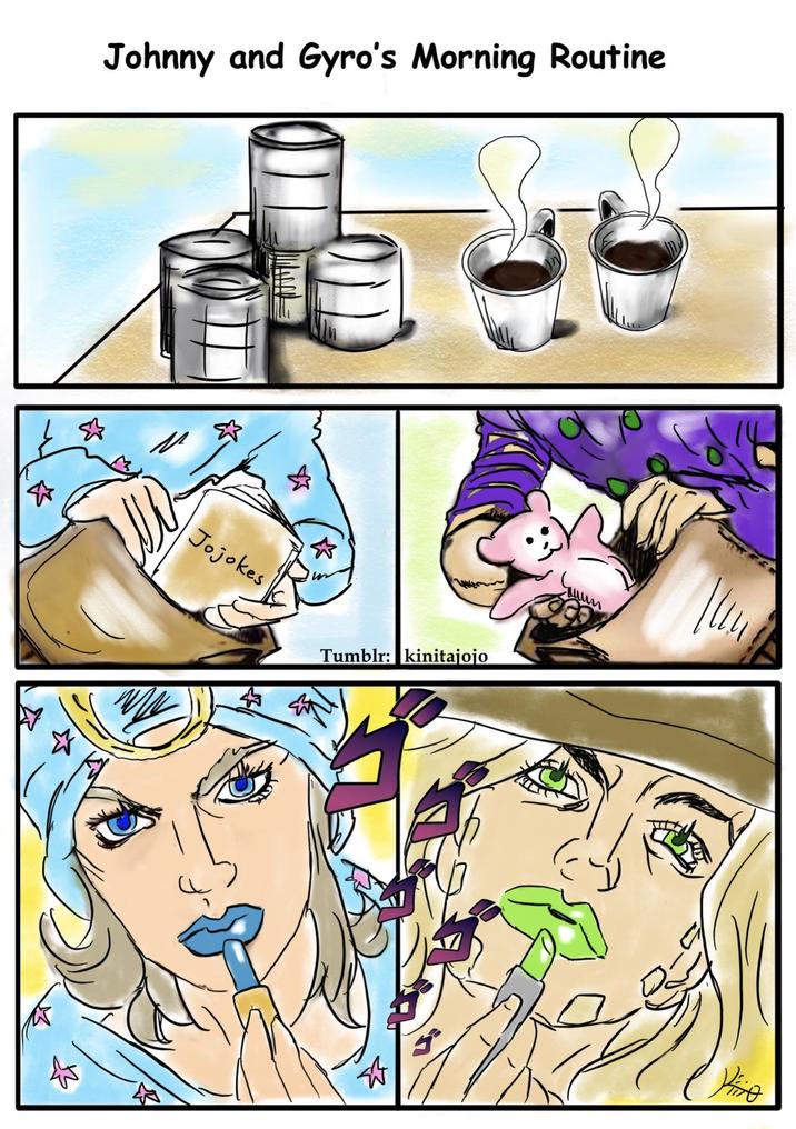 Johnny and Gyro's Morning Routine Jojokes Tumblr: kinitajojo ☆ Kino