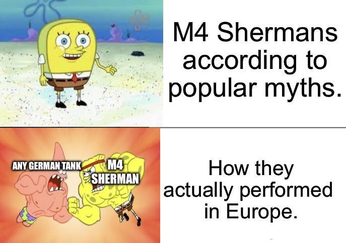 ANY GERMAN TANK M4 SHERMAN M4 Shermans according to popular myths. How they actually performed in Europe.