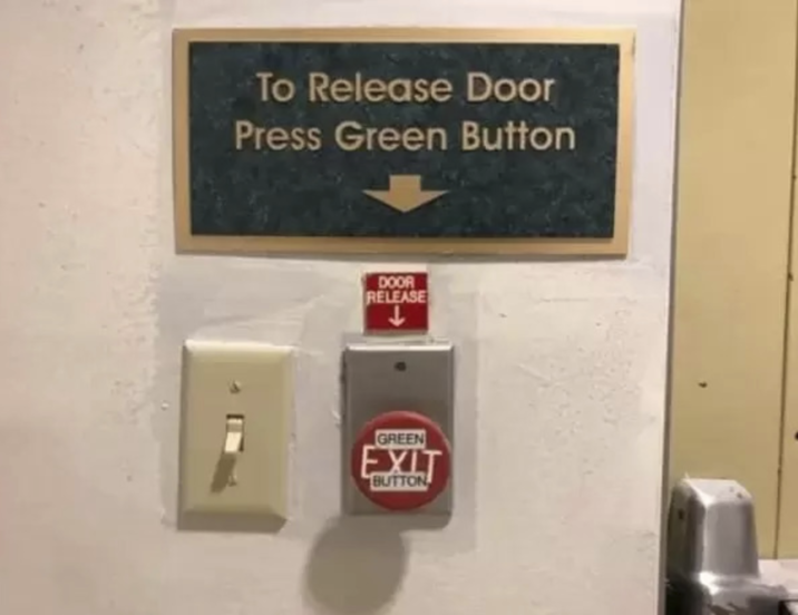 To Release Door Press Green Button DOOR RELEASE GREEN EXIT BUTTON