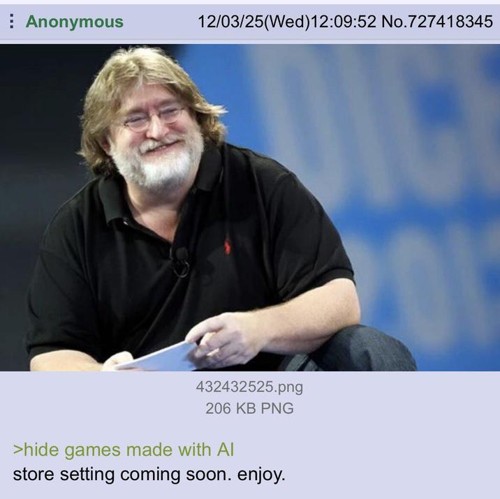 Anonymous 12/03/25 (Wed)12:09:52 No.727418345 432432525.png 206 KB PNG >hide games made with Al store setting coming soon. enjoy.