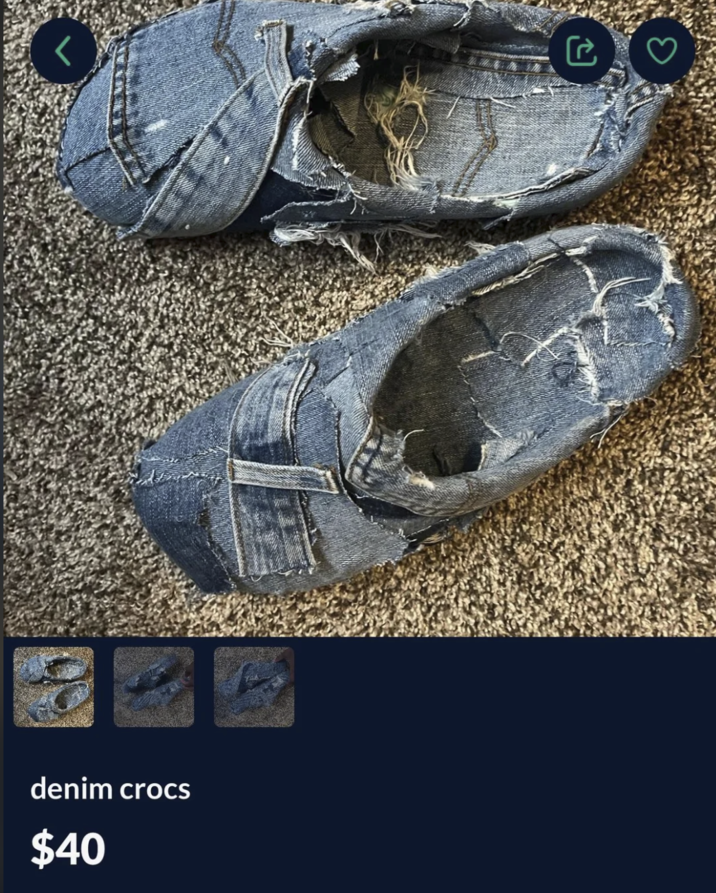 denim crocs $40 ច