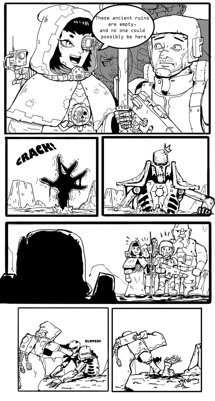 CRACK! CLUTCH! These ancient ruins are empty, and no one could possibly be here BITG ་་་་་