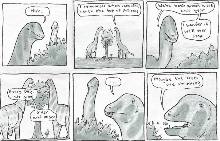 Huh.. I remember when I couldn't reach the top of this tree We've both grown a lot) this year (Every day. we grow ཀྱི་འདོད older and wiser, wonder if we'll ever stop Maybe the trees are shrinking