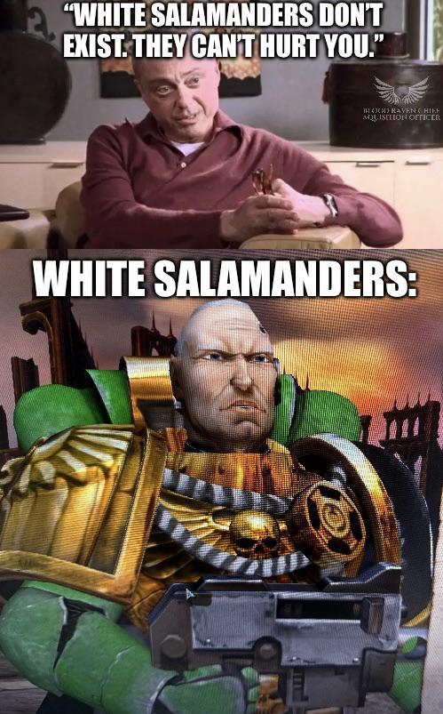 "WHITE SALAMANDERS DON'T EXIST. THEY CAN'T HURT YOU." 300 RAVEN HIGH MOISELION OFFICER WHITE SALAMANDERS: