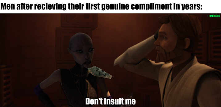 Men after recieving their first genuine compliment in years: Don't insult me u/Hjalle1