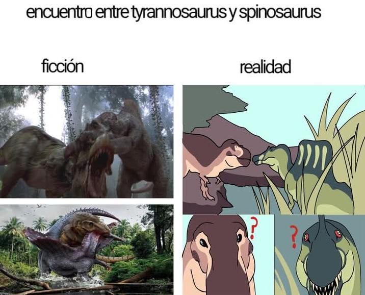 encuentro entre tyrannosaurus y spinosaurus ficción realidad
