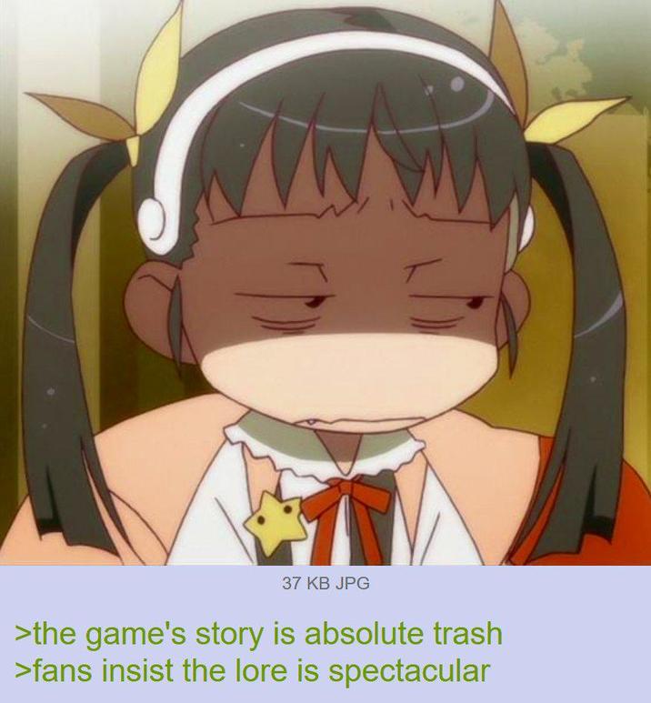 37 KB JPG >the game's story is absolute trash > fans insist the lore is spectacular