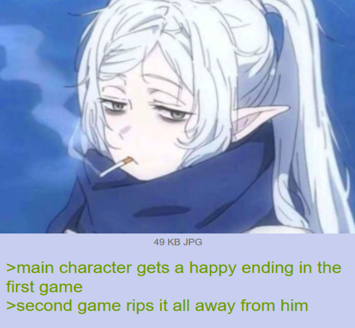 49 KB JPG >main character gets a happy ending in the first game >second game rips it all away from him