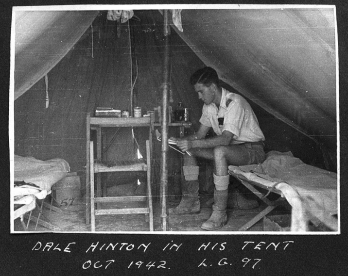 57 DALE HINTON IN OCT 1942. HIS TENT L. G. 97