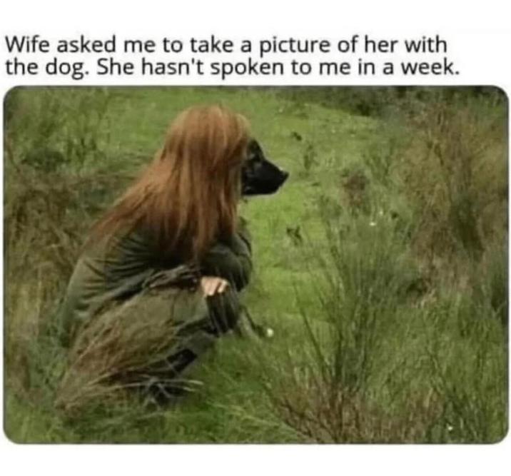 Wife asked me to take a picture of her with the dog. She hasn't spoken to me in a week.