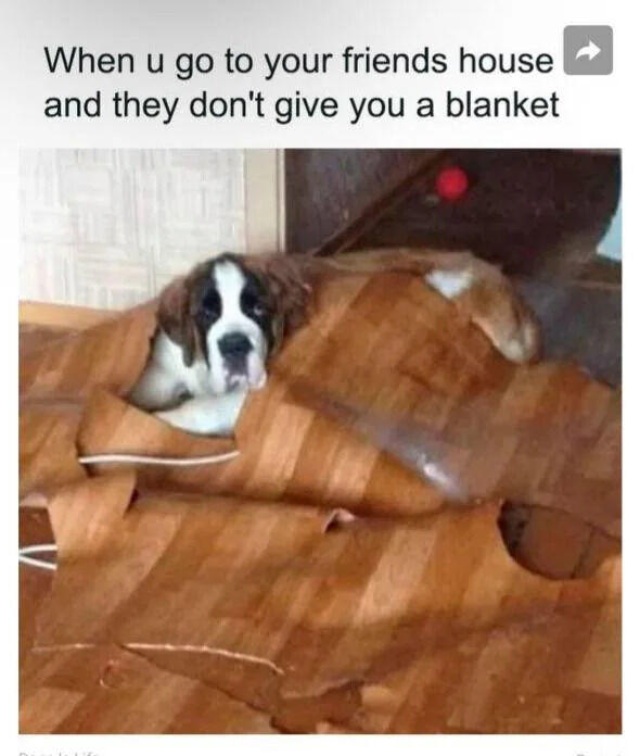 When u go to your friends house and they don't give you a blanket