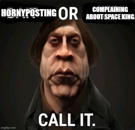 HORNYPOSTING OR COMPLAINING ABOUT SPACE KING imgflip.com CALL IT.