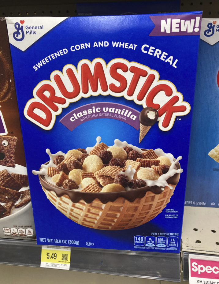 G General Mills BEST Used By NEW! & SWEETENED CORN AND WHEAT CEREAL ACK classic vanilla WITH OTHER NATURAL FLAVOR TM PER 1 CUP SERVING 180 170 CALORIES SAT FAT SODIUM 12 TOTAL SUGARS NET WT 10.6 OZ (300g) $5.49 520 恩恩 096-007-001-024 01600015556 3114071 EACH 10.6OZ UD SERVING SUGGESTION ENLARGED TO SHOW DETAIL PER 1 CUP SERVING 140 CALORIES Og SAT FAT 0% DV 190mg SODIUM 11, TOTAL SUGARS 8% DV SEE NUTRITION FACTS FOR "AS PREPARED INFORMATION G M ENLARG SHOW ET WT 12 OZ (340g) ① Spec GM BLUBRY C