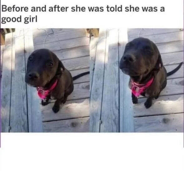 Before and after she was told she was a good girl