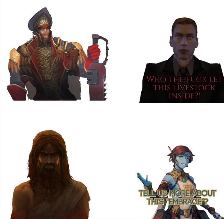 WHO THE F--- LET THIS LIVESTOCK INSIDE?! TELL US MORE ABOUT THIS EMBRACE"?