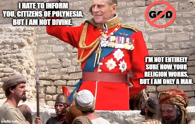 I HATE TO INFORM YOU, CITIZENS OF POLYNESIA, BUT I AM NOT DIVINE GOD imgflip.com I'M NOT ENTIRELY SURE HOW YOUR RELIGION WORKS, BUT I AM ONLY A MAN.