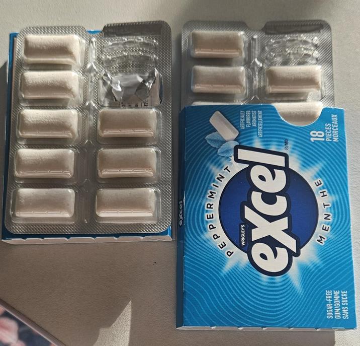 excel SUGAR-FREE GUM/GOMME SANS SUCRE EPP WRIGLEY'S ER R MIN excel MENTHE Ⓡ/MD ARTIFICIALLY FLAVOURED AROMATISE ARTIFICIELLEMENT 18 PIECES MORCEAUX