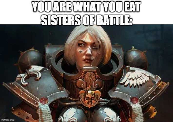 imgflip.com YOU ARE WHAT YOU EAT SISTERS OF BATTLE: