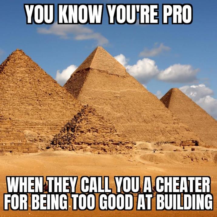 YOU KNOW YOU'RE PRO WHEN THEY CALL YOU A CHEATER FOR BEING TOO GOOD AT BUILDING