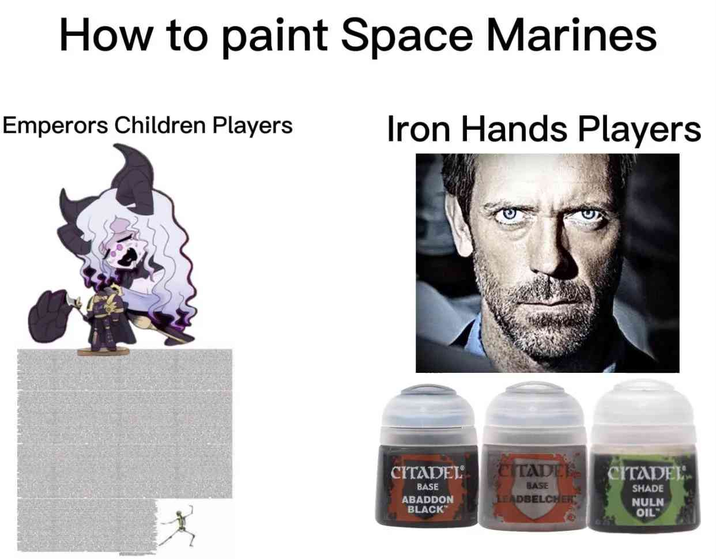 How to paint Space Marines Emperors Children Players Iron Hands Players CITADEL CITADEL CITADEL BASE ABADDON BLACK BASE LEADBELCHER SHADE NULN OIL
