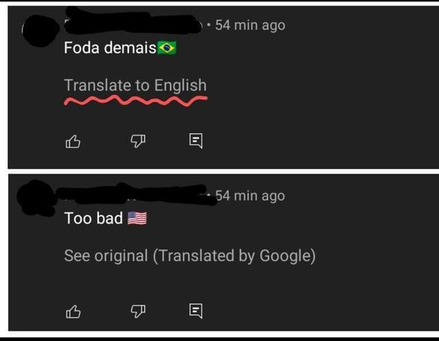 Foda demais Translate to English 54 min ago 凸 Too bad וין 54 min ago See original (Translated by Google)