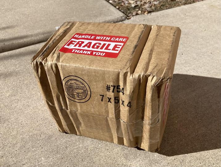 HANDLE WITH CARE FRAGILE THANK YOU ERTIFIC SINGLEWALL ESTS ALL TEST (ECT) #754 7x5x4