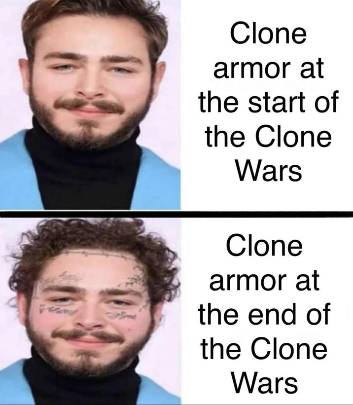 Pred Clone armor at the start of the Clone Wars Clone armor at the end of the Clone Wars