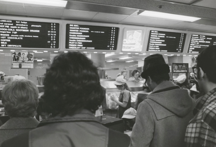 SUNDAES hot fudge not caramel strawberry HOT PIE apple or cherry COCA-COLA ROOTBEER ORANGE sugar free 7UP SHAKES chocolate vanille strawberry banane HOT CHOCOLATE COFFEE MILK GIFT CERTIFICATE JOQ 55 BIG MAC pineapple 55 30 35 45 55 35 45 55 60 QUARTER POUNDER QUARTER POUNDER. BUIDES OF CHEES HAMBURGER Double HAMBURGER CHEESEBURGER 30 Double CHEESEBURGER 30/40 FILET-O-FISH 30 FRENCH FRIES 42/58 5. 0 CHOCOLATY CHIP COOKIES 35 MCDONALDLAND COOKIES 25 OVER 4.00 WORTH OF KOUPONS INSIDE BIG MAC QUARTER POUNDER QUARTER POUNDER am HAMBURGER Double HAMBURGER CHEESEBURGER Double CHEESEBURGER FRENCH FRIES FILET-O-FISH McDONALDLAND. COOKIES SUNDAES at g COCA-COLA ROCTER HOT CHOCOLATE COFFEE OFT COIFICATE HOT APPLE or CHERRY PIE