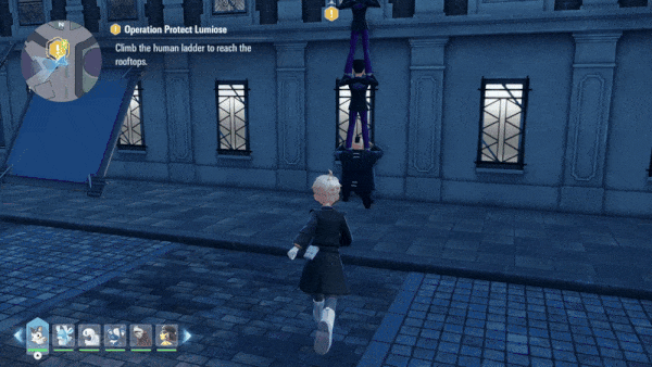 Operation Protect Lumiose Climb the human ladder to reach the rooftops