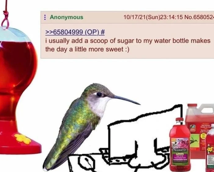 Anonymous >>65804999 (OP) # 10/17/21(Sun)23:14:15 No.658052- i usually add a scoop of sugar to my water bottle makes the day a little more sweet :) PENNINGTON Ready