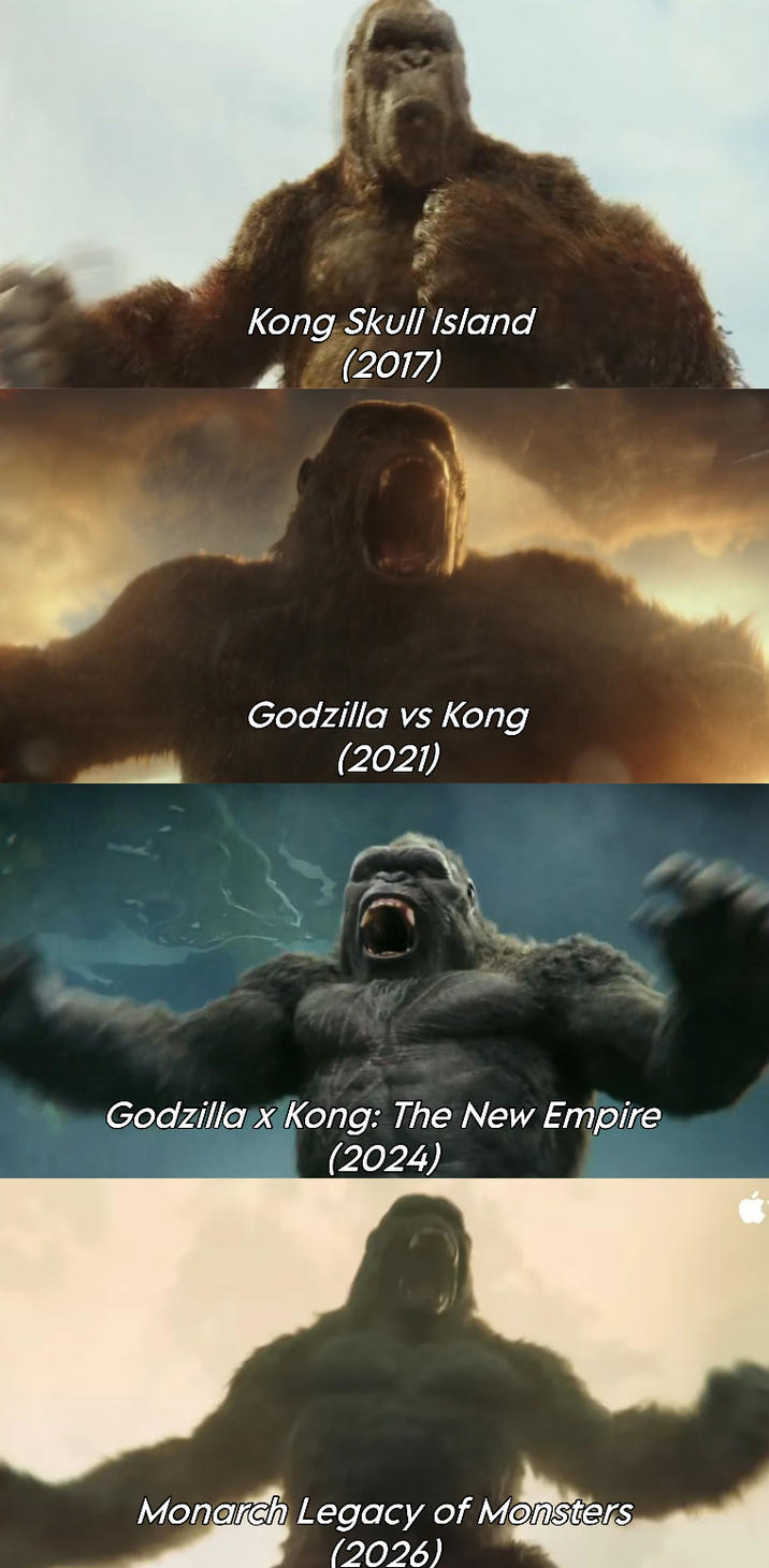 Kong Skull Island (2017) Godzilla vs Kong (2021) Godzilla x Kong: The New Empire (2024) Monarch Legacy of Monsters (2026)