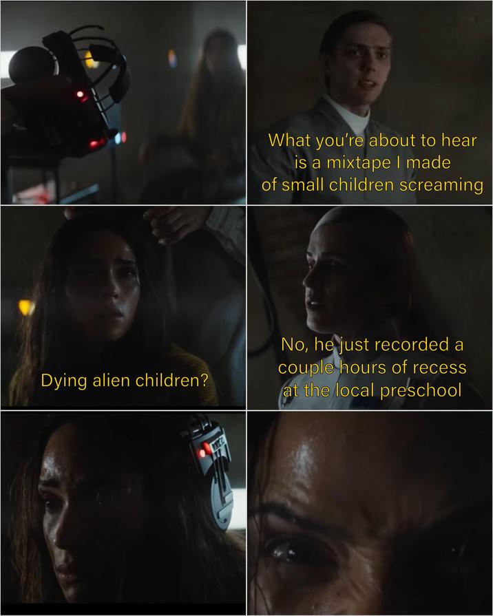 Dying alien children? What you're about to hear is a mixtape I made of small children screaming No, he just recorded a couple hours of recess at the local preschool
