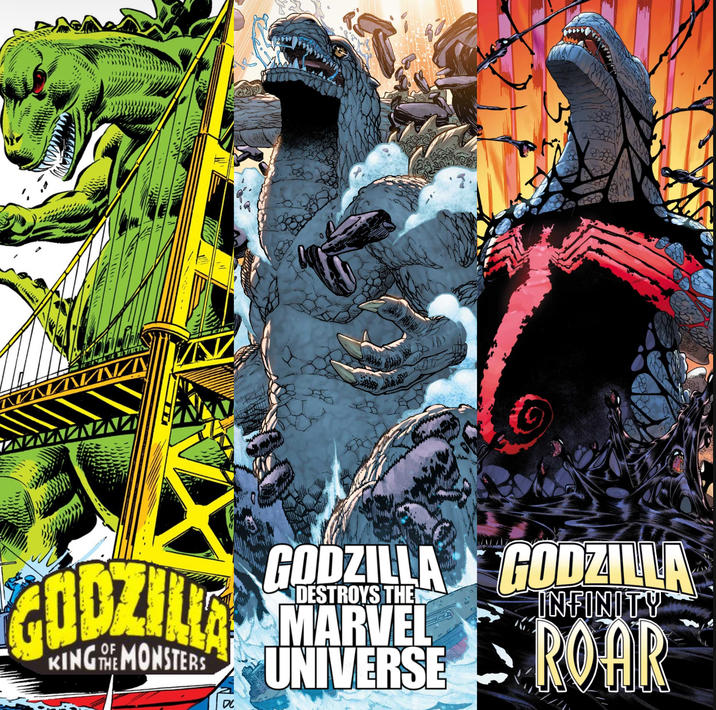 GODZILLA KING THE MONSTERS DC GODZILLA GODZILLA DESTROYS THE MARVEL UNIVERSE INFINITY ROAR