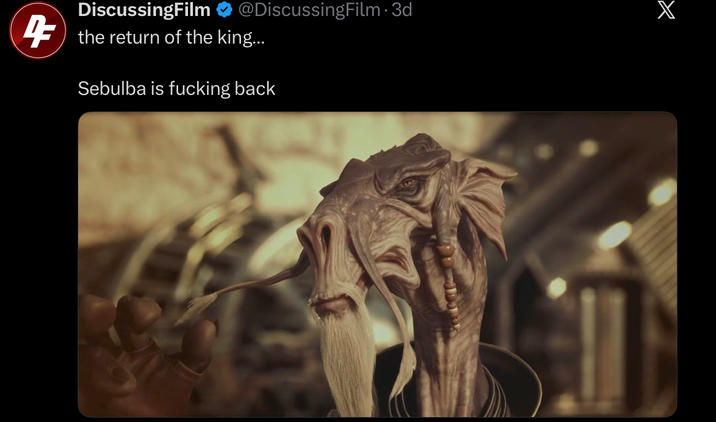 4 DiscussingFilm @DiscussingFilm .3d the return of the king... Sebulba is f------ back X