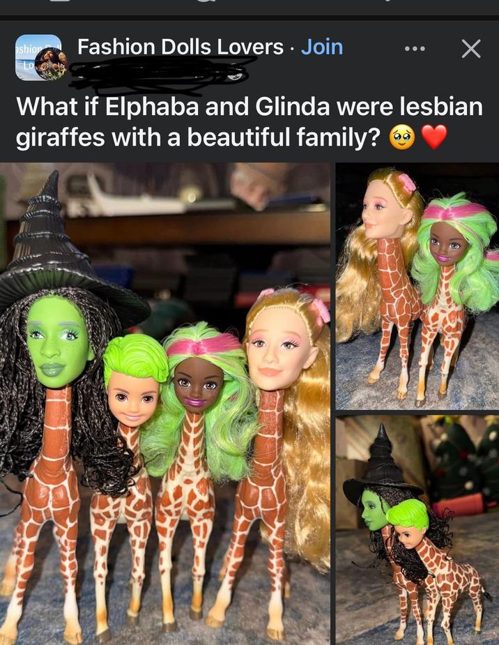 ashion Louds Fashion Dolls Lovers. Join What if Elphaba and Glinda were lesbian giraffes with a beautiful family?
