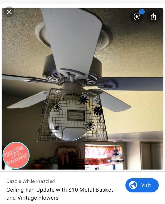dazzle while frazzled Coal baby Dazzle While Frazzled Ceiling Fan Update with $10 Metal Basket and Vintage Flowers Visit 1