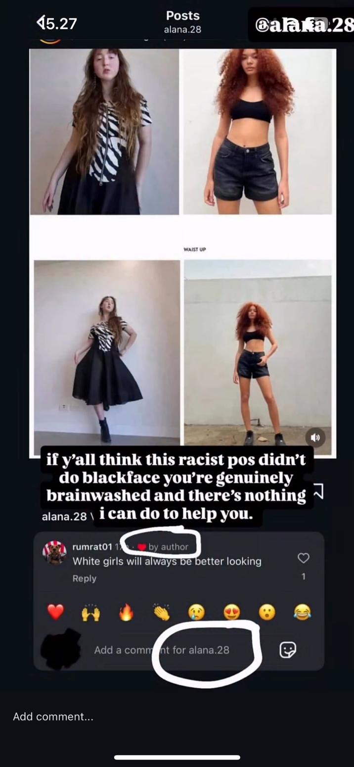 15.27 Posts alana.28 Calana.28 WAIST UP 777 if y'all think this racist pos didn't do blackface you're genuinely brainwashed and there's nothing alana.28 \ i can do to help you. rumrat01 1 by author White girls will always be better looking Reply 1 Add a comment for alana.28 Add comment...