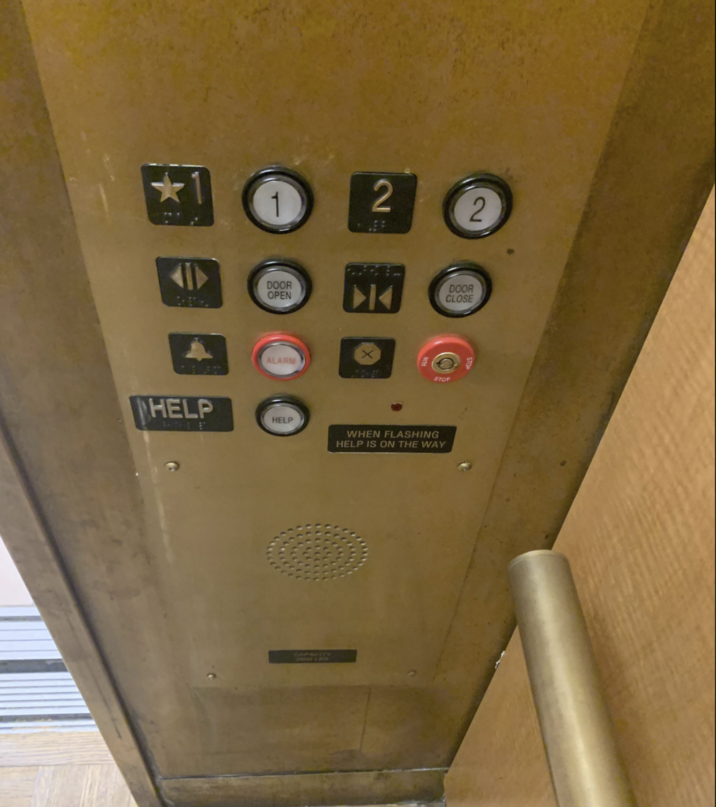 HELP 1 DOOR OPEN ALARM 2. 蛋 2 DOOR CLOSE STOP HELP WHEN FLASHING HELP IS ON THE WAY CAPACITY 3500 LBS